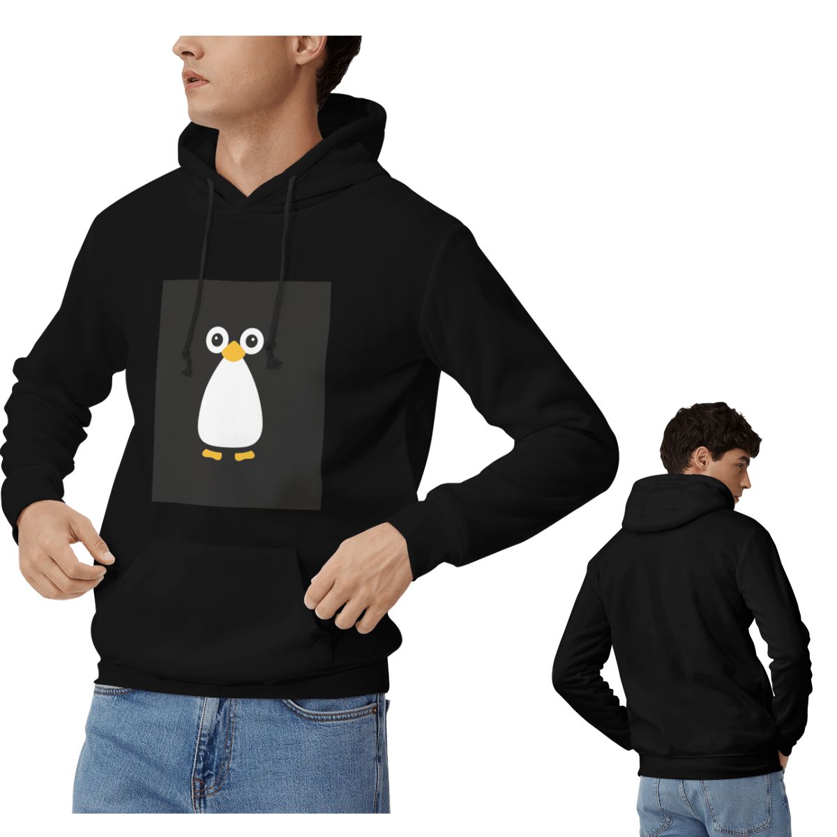 Winter Clothing Vector - かわいいベクトルペンギンパーカー男性女性カジュアルプルオーバースウェット原宿長袖服秋冬