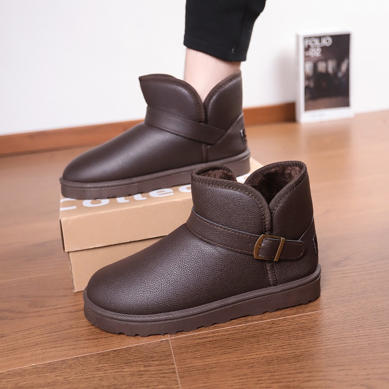 Snow Boot Fur Lined - 男性用ソリッドカラースノーブーツ、ミニマルフェイクスエード、プラッシュ裏地付き、スリップオン、アーチサポート、滑り止めラバー、冬用デイリーフットウェア