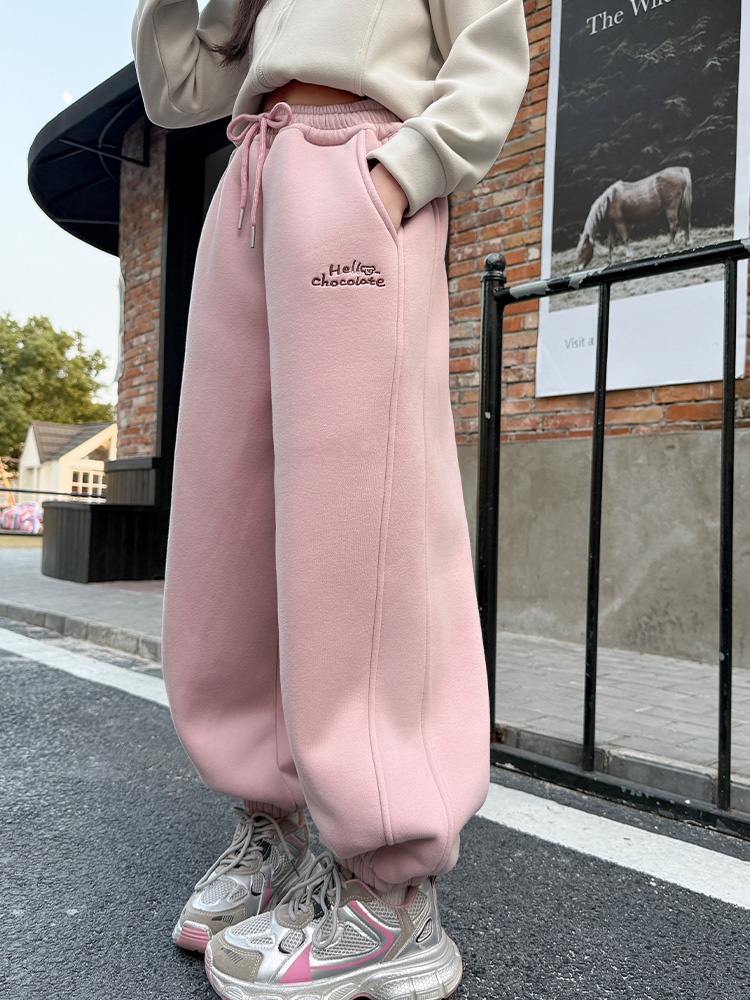 Winter Under Clothing - 女の子用フリース裏地付きワイドレッグパンツ カジュアルオールインワンフリースパンツ 秋冬おしゃれキッズ服 ハーランパンツ
