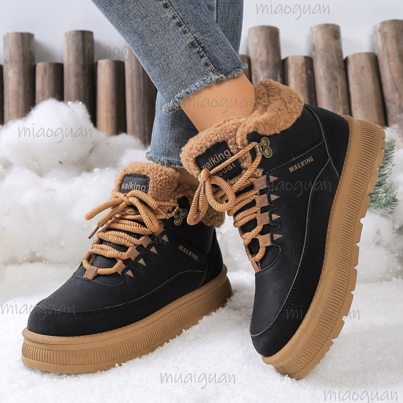 Snow Boot Fur Lined - プラスサイズ 36-41 冬用スノーブーツ レディース ファー裏地 防水