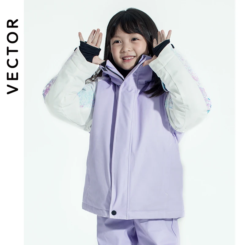 Winter Clothing Vector - ベクトル-子供の防水雪服、防風暖かい服、男の子と女の子のためのスノーボードジャケット、屋外、冬