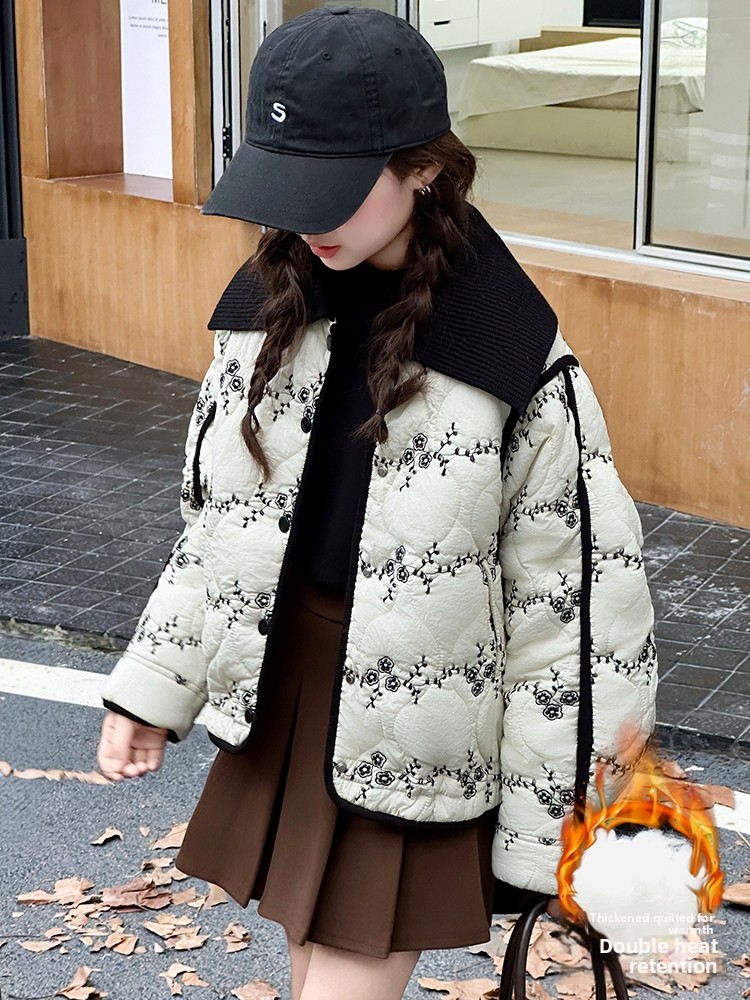 Winter Under Clothing - 女の子用冬用厚手コットンジャケット、ファッショナブルな韓国風子供服コート、フード付き、長袖、ジッパー開閉