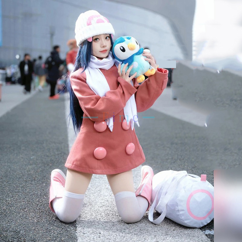 ドーンコスプレ衣装女性男性冬服ドレススカーフ帽子バッグハロウ - Winter Clothing Pictures のレビューと価格