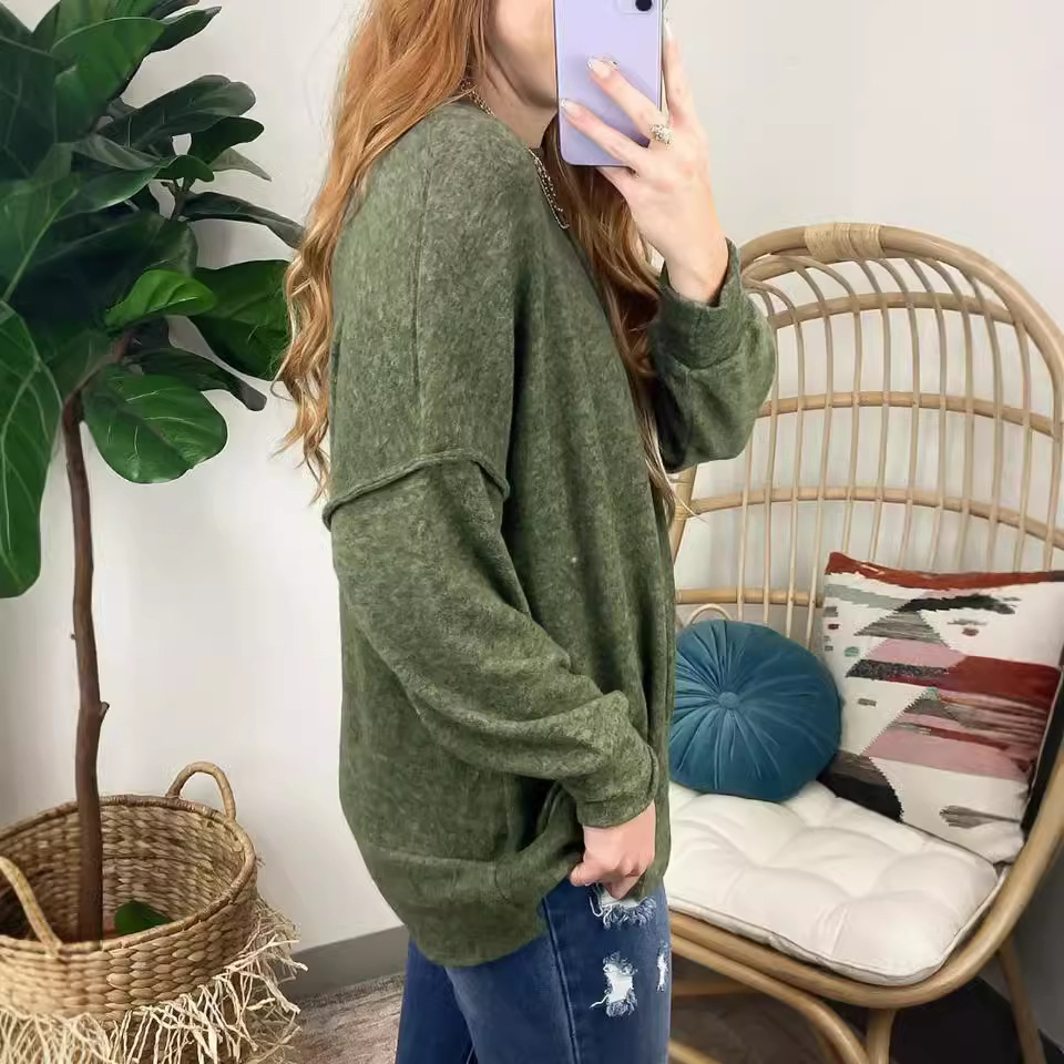 新作ルーズファッションレディース服クルーネック長袖トップス秋 - Winter Under Clothing のレビューと価格