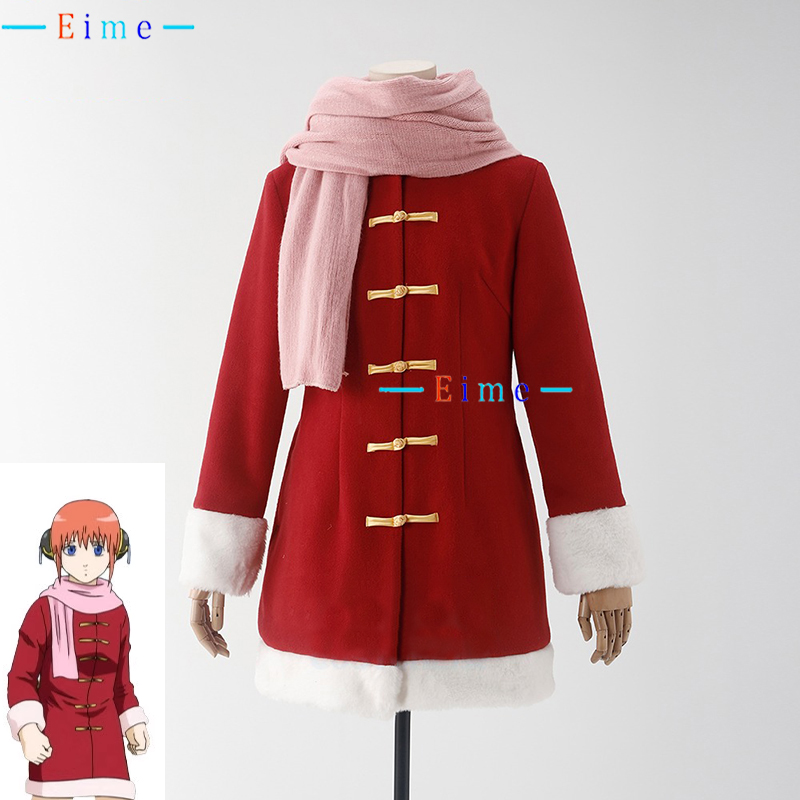 リーダー神楽コスプレ衣装アニメ服女性冬制服赤いコートハロウィ - Winter Clothing Pictures のレビューと価格