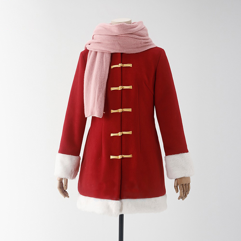 リーダー神楽コスプレ衣装アニメ服女性冬制服赤いコートハロウィ - Winter Clothing Pictures のレビューと価格