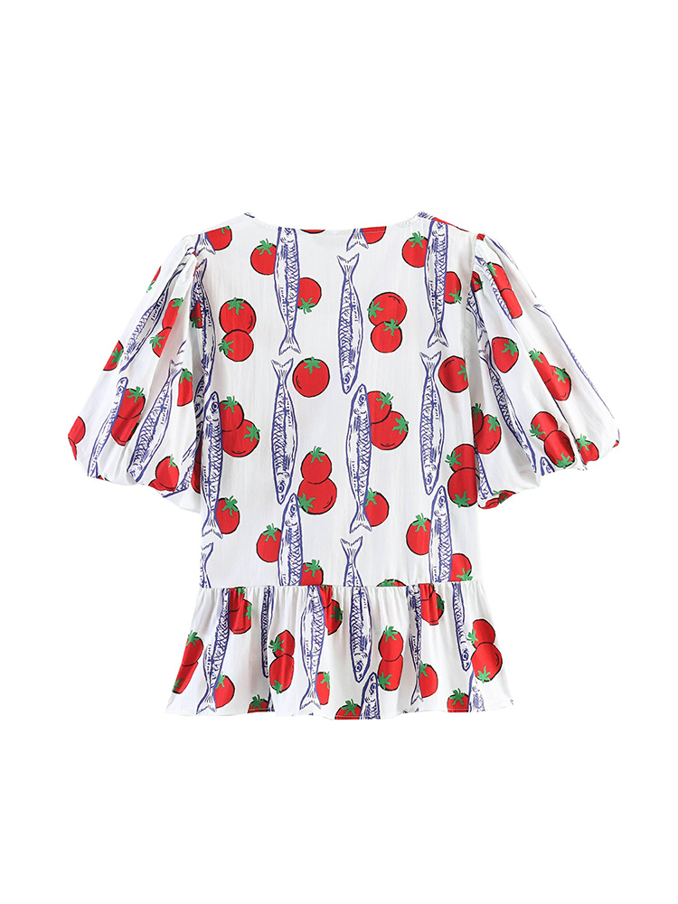 女性ファッションプリントボウレースアップトップス女性プリーツ - Winter Clothing Vintage のレビューと価格