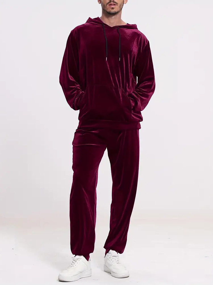 ファッション無地ベルベットツーピースセット メンズ秋冬カジュ - Winter Clothing Vintage のレビューと価格