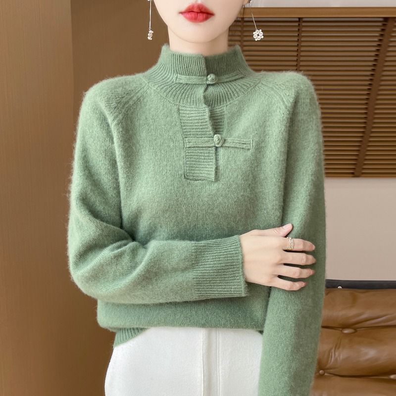 秋と冬の母のセーター スタンドカラー婦人服中国風厚手ニットト - Winter Under Clothing のレビューと価格