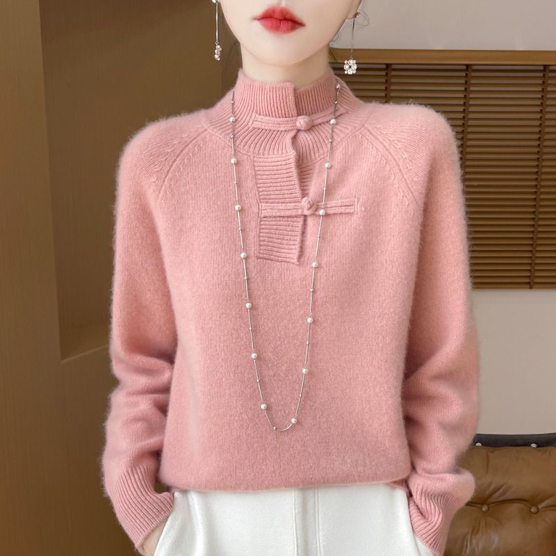 秋と冬の母のセーター スタンドカラー婦人服中国風厚手ニットト - Winter Under Clothing のレビューと価格