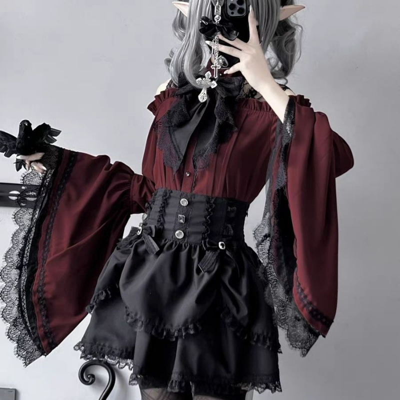女性用フラウンスカラー付きフレアブラウス,女性用スリムトップ - Winter Clothing Vintage のレビューと価格