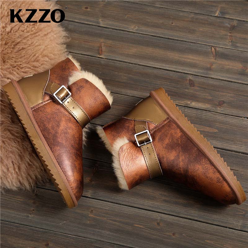 KZZO 2025 新しいメンズカジュアル本物のシープスキン - Snow Boot Fur Lined のレビューと価格