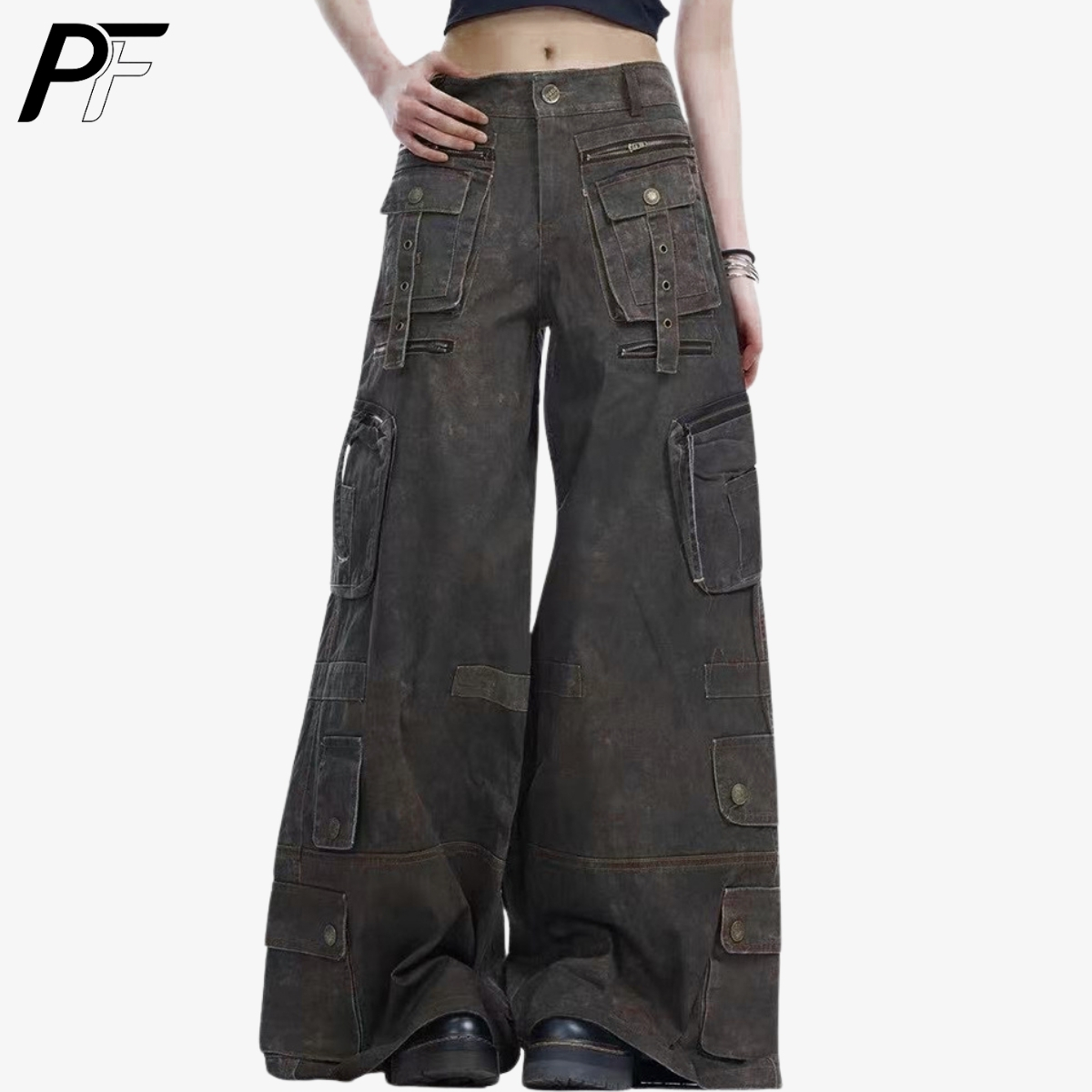 グランジテックウェア ワイドレッグカーゴパンツ Y2K ユー - Winter Clothing Vintage のレビューと価格