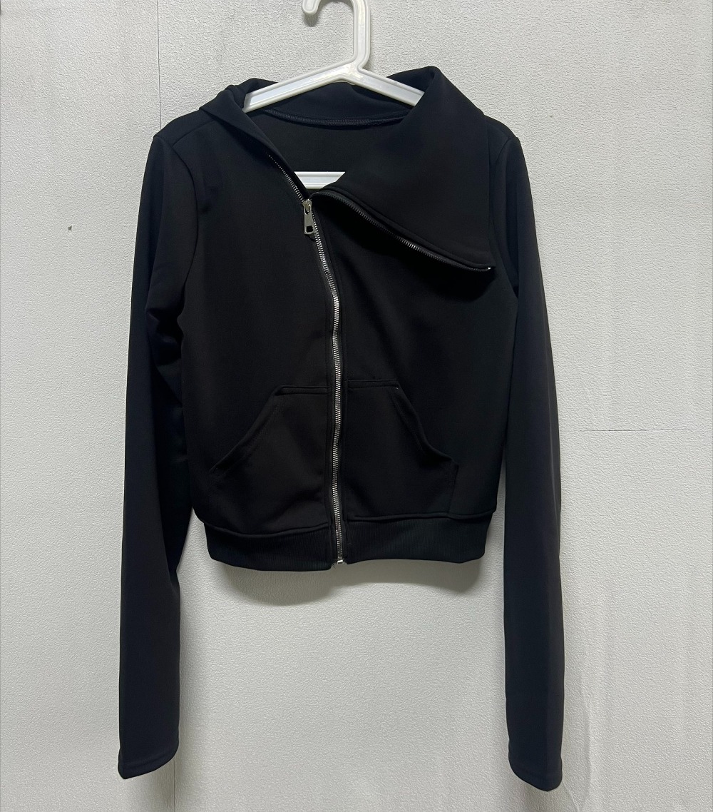 非対称女性服春の新長袖ジッパーパーカールーズカジュアルパーカ - Winter Under Clothing のレビューと価格
