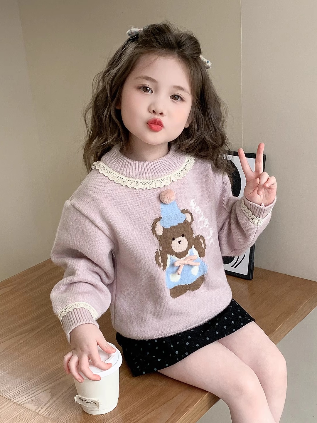 Sweet Sle クマプリントレースガールズセーター秋冬ニ - Winter Under Clothing のレビューと価格