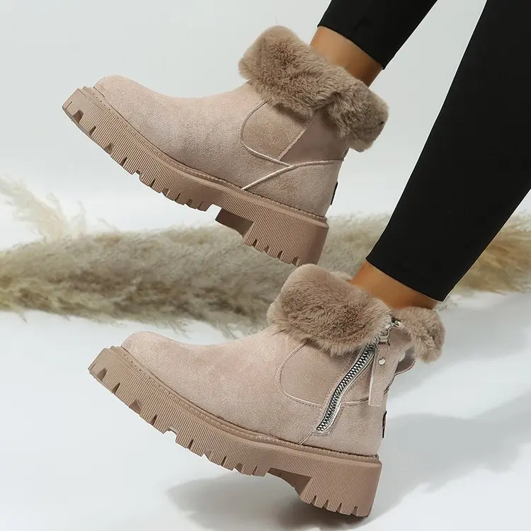 女性の冬用スノーブーツ暖かいフェイクファー裏地付きチャンキー - Snow Boot Fur Lined のレビューと価格