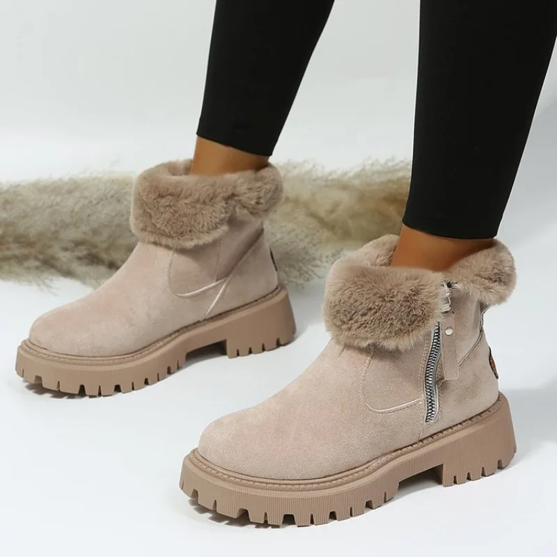 女性の冬用スノーブーツ暖かいフェイクファー裏地付きチャンキー - Snow Boot Fur Lined のレビューと価格