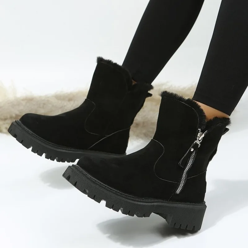 女性の冬用スノーブーツ暖かいフェイクファー裏地付きチャンキー - Snow Boot Fur Lined のレビューと価格