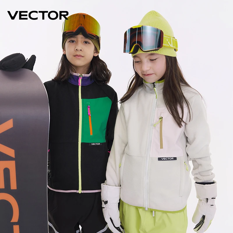 ベクトルフリースジャケット子供秋冬暖かいコート服コントラスト - Winter Clothing Vector のレビューと価格