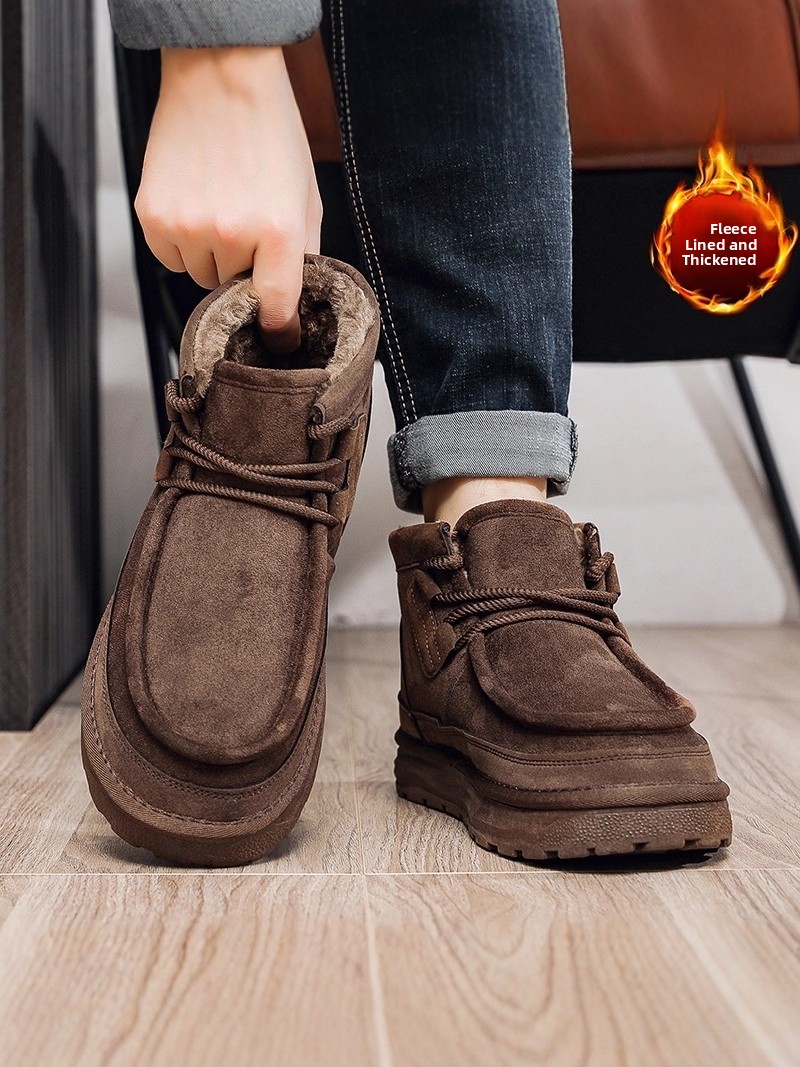 メンズウィンターフリース裏地付きファー付きブーツ暖かいブレッ - Snow Boot Fur Lined のレビューと価格