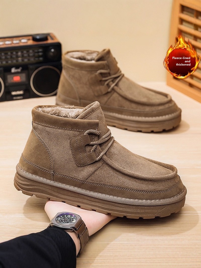 メンズウィンターフリース裏地付きファー付きブーツ暖かいブレッ - Snow Boot Fur Lined のレビューと価格