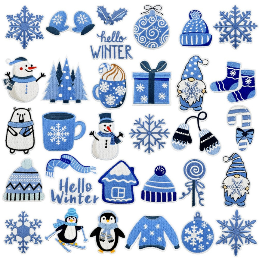 こんにちは冬の刺embroideredパッチ,衣類,帽子とバ - Winter Clothing Pictures のレビューと価格